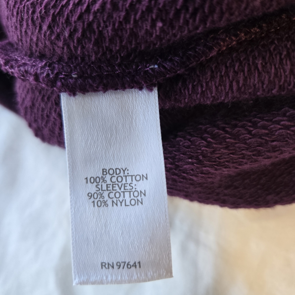 J.Jill French Terry & Cable Knit Sleeve Hoodie, Cotton, Purple, Size XL, NWT - Picture 12 of 13